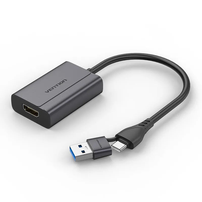 Vention USB-C + USB-A To HDMI Adapter 0.15M Grey Aluminum Alloy Type (ACYHB)