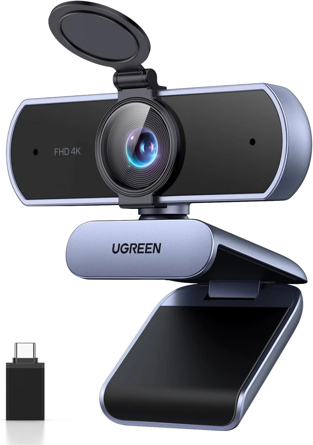 UGREEN CM831 65381 4K Webcam for PC Ultra HD Web Camera with Microphone, Privacy Cover, 70° Fov, PDAF Autofocus, USB A & USB C Adapter