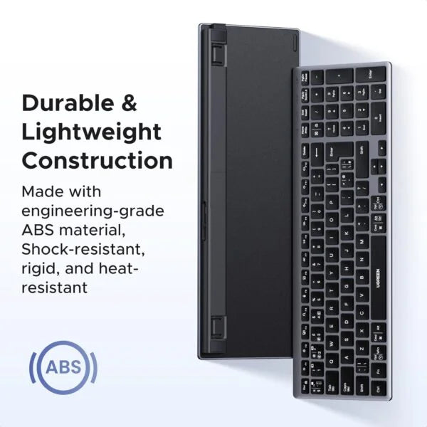 UGREEN Wireless Bluetooth Keyboard Rechargeable Ergonomic Keyboard BT5.4 & 2.4GHz Dual Modes, Connect 3 Devices