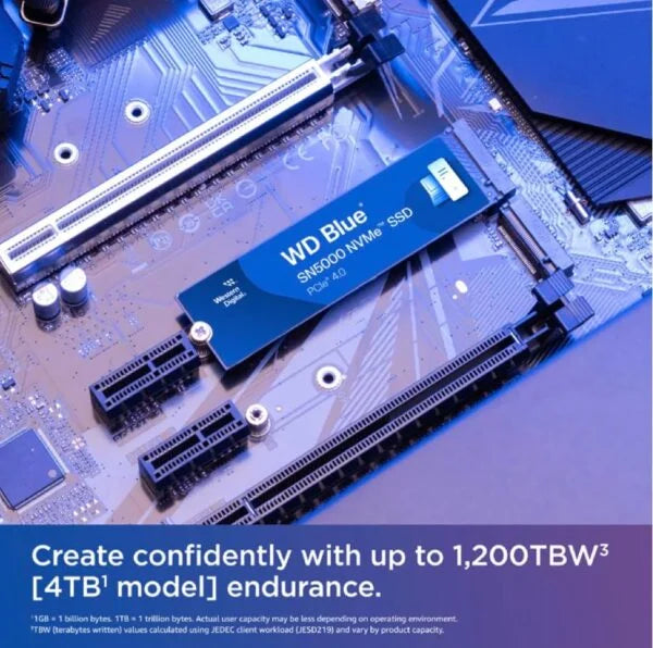 Western Digital 4TB WD Blue SN5000 NVMe Internal Solid State Drive SSD - PCIe Gen 4.0, M.2 2280, Up to 5,500 MB/s - WDS400T4B0E