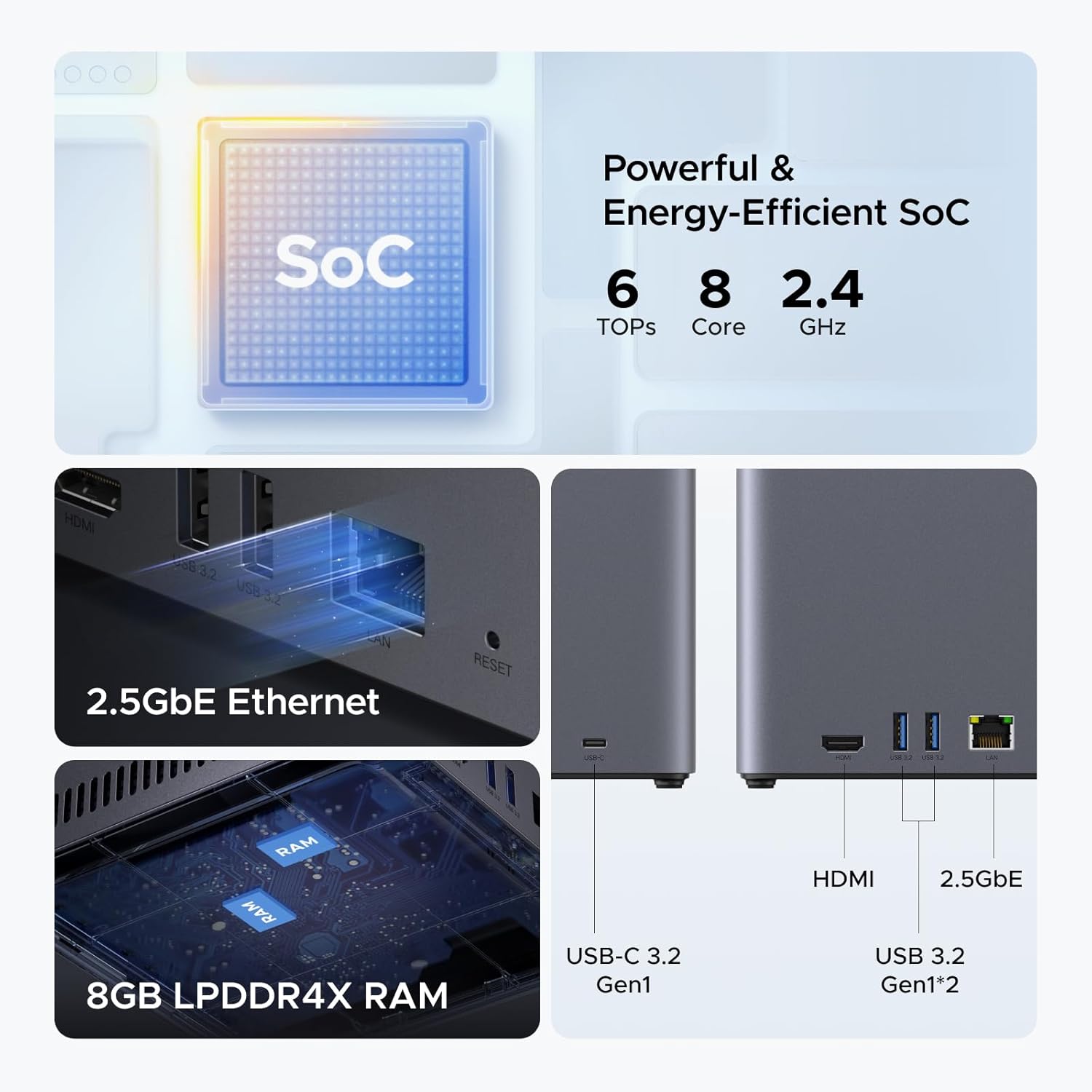 UGREEN NAS DH4300 Plus 85660 4-Bay, Support Capacity up to 128TB (Diskless) | Remote Access, AI Photo Album, Beginner Friendly, 8GB LPDDR4X RAM, 2.5GbE, 4K HDMI, Network Attached Storage (Diskless)