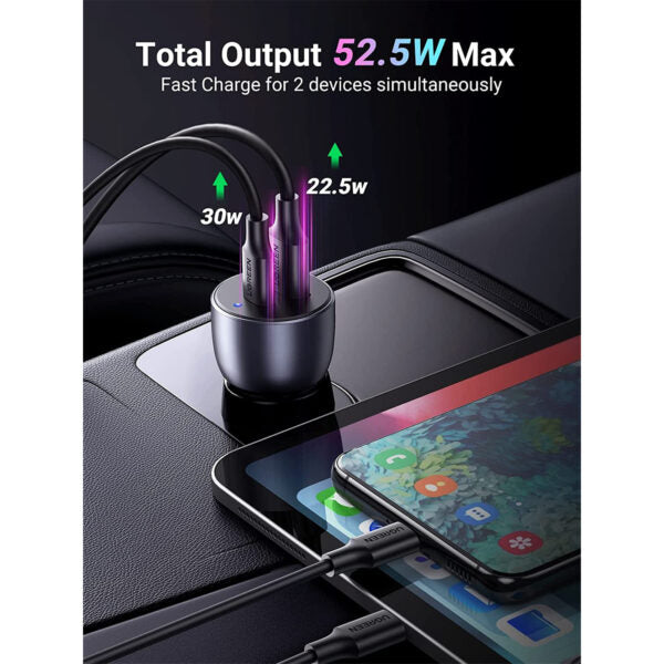 UGREEN CD213 60980 52.5W USB / USB-C Car Charger - Space Grey