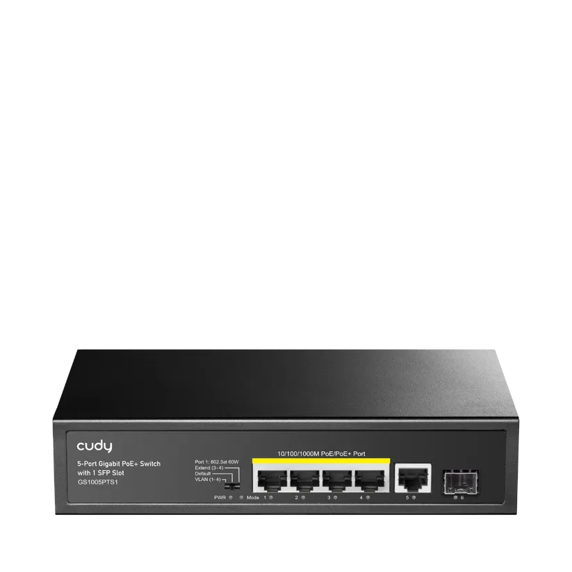 CUDY 5-PORT GIGABIT PoE(120watts) + Switch with 1 SFP Slot
