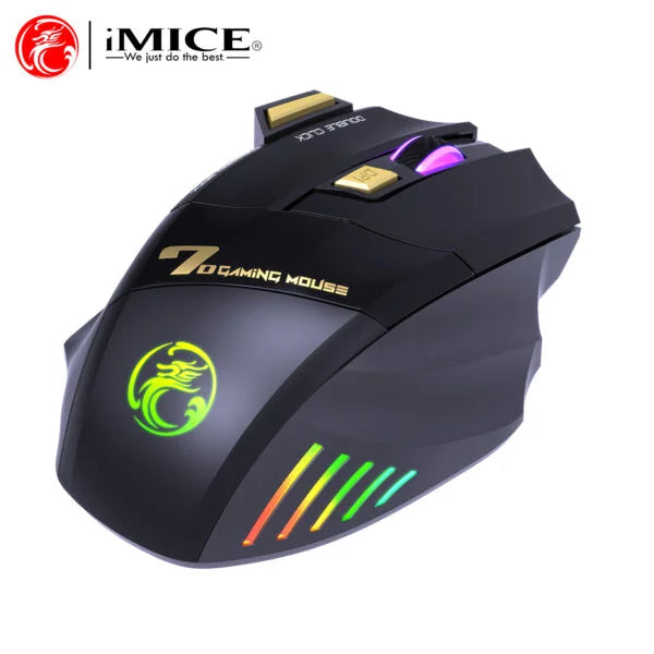 iMICE GW-X7 Bluetooth Rechargeable Optical Wireless Gaming Mouse with Finger Support, 3200DPI