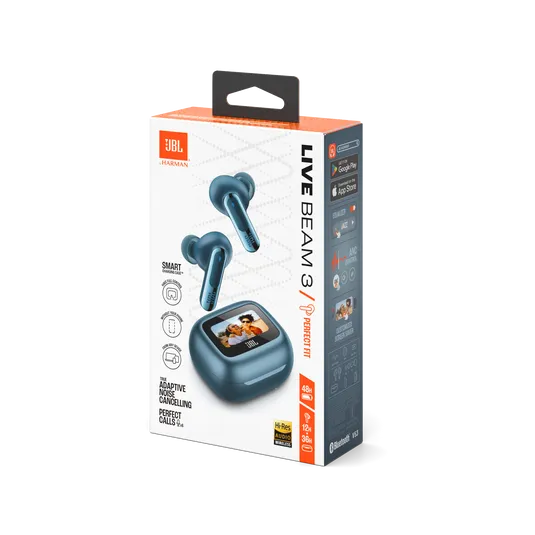 JBL LIVE Beam 3 True wireless Earbuds with noise cancelling-Blue