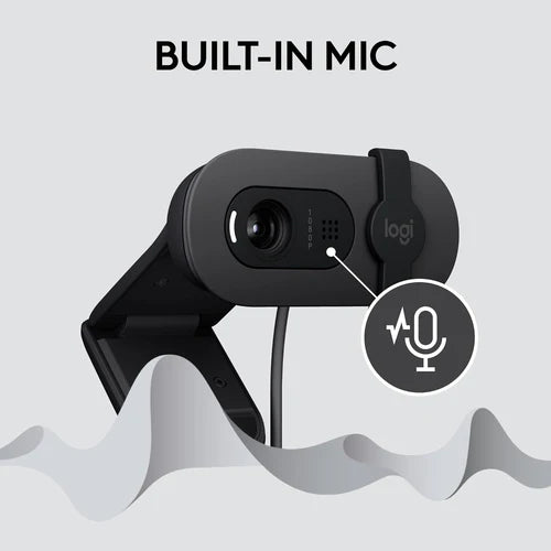 Logitech Brio 100 Full HD Webcam for Meetings and Streaming Auto-Light Balance Built-in Mic Privacy Shutter for Microsoft Teams Google Meet Zoom and More
