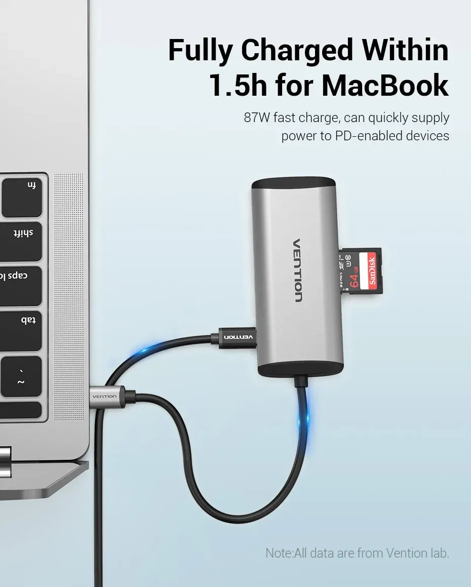 Vention USB-C MULTI-FUNCTIONAL 9 in 1 DOCKING STATION (VEN THAHB) Type to HDMI USB3.0*3 TF SD RJ45 3.5mm Audio PD (87W)