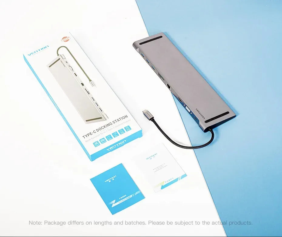Vention USB-C MULTI-FUNCTIONAL 12 in 1 DOCKING STATION - Type-C to DP/HDMI/VGA/USB-C Gen 1/USB 3.0x2/USB 2.0/RJ45/SD/TF/TRRS 3.5mm/PD