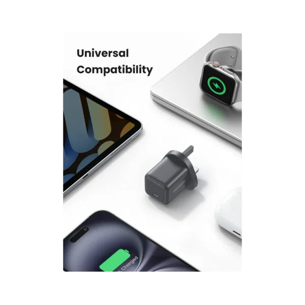 UGREEN 30W One Port USB-C GaN Fast Charger UK - Space Grey