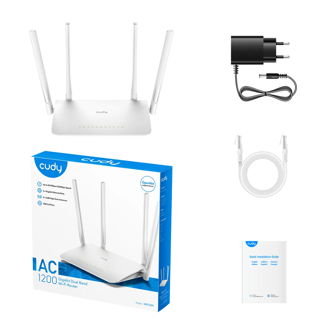 CUDY AC1200 WR1300 Gigabit Mesh Wi-Fi Router