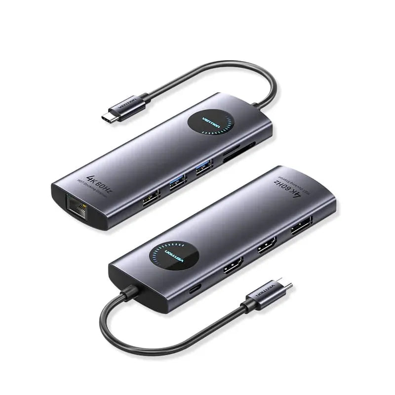 Vention USB-C MULTI-FUNCTIONAL 10 in 1 DOCKING STATION(VEN TQWHB)- Type C to Display Port HDMI x 2 USB 3.0 x 2 USB 2.0 RJ45 SD TF PD(100W)