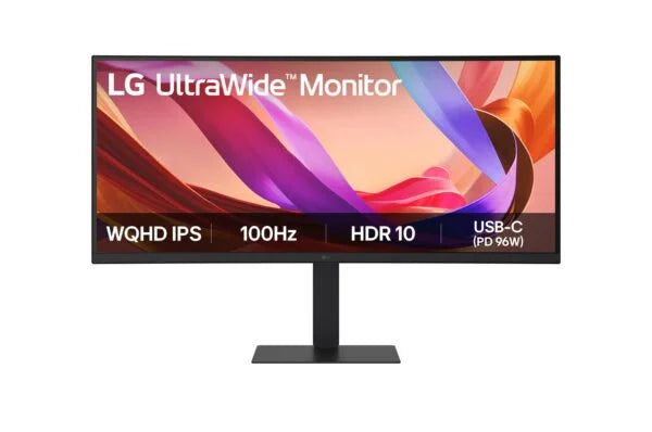 LG UltraWide Monitor 34U650A-B 34 inch Curved Monitor WQHD 1440p IPS, 100Hz HDR10, Speakers, HDMI, DP, USB-C (96W PD)- Black
