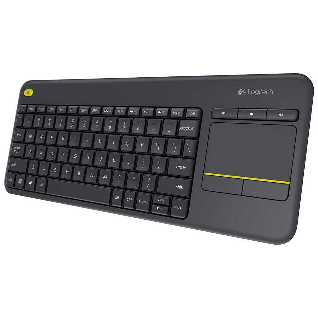 Logitech Wireless Touch Keyboard K400 Plus with Built-in Touchpad HTPC Keyboard for PC-connected TV Windows Android Chrome OS Laptop Tablet-Black