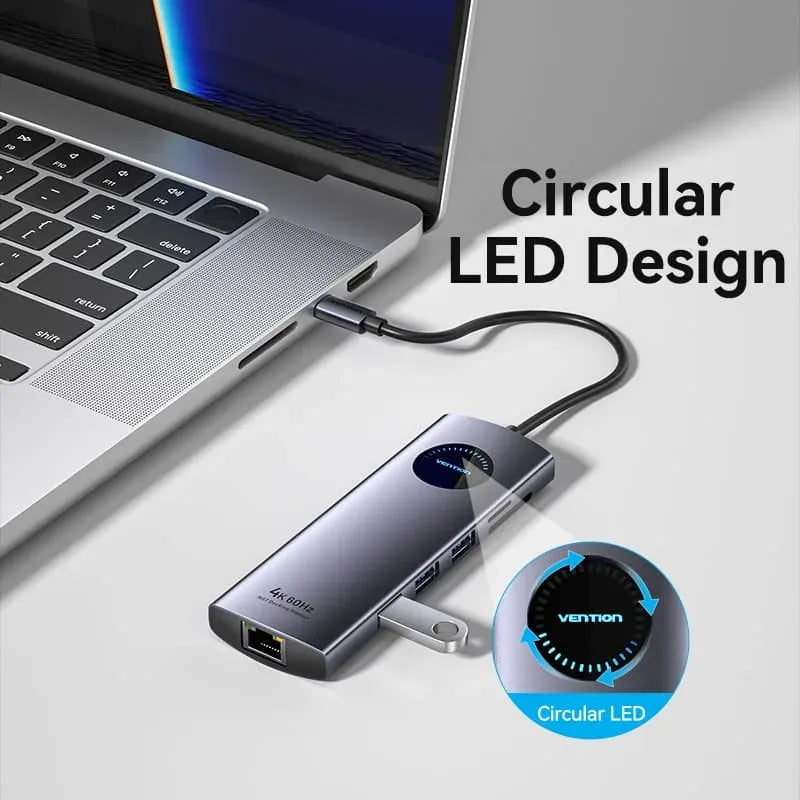 Vention USB-C MULTI-FUNCTIONAL 10 in 1 DOCKING STATION(VEN TQWHB)- Type C to  Display Port HDMI x 2 USB 3.0 x 2 USB 2.0 RJ45 SD TF PD(100W)