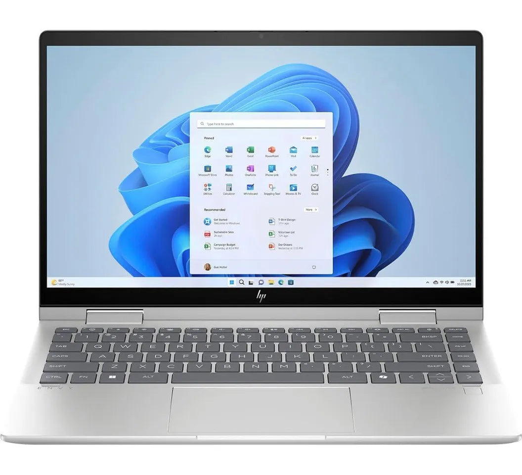 HP 14-es1013dx Envy X360 2-in-1 Laptop Intel Core 7 150U processor 16 GB DDR4-3200 Onboard Ram 512 GB PCIe Gen4 NVMe M.2 SSD 14" diagonal FHD (1920 x 1080) Touch Display Windows 11 Home Natural Silver
