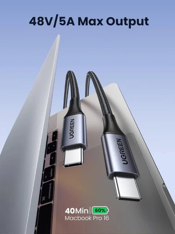 UGREEN US535 15311 240W USB-C to USB-C, 480MBs, PD Fast Charging Cable 5A Max Space Gray 1m