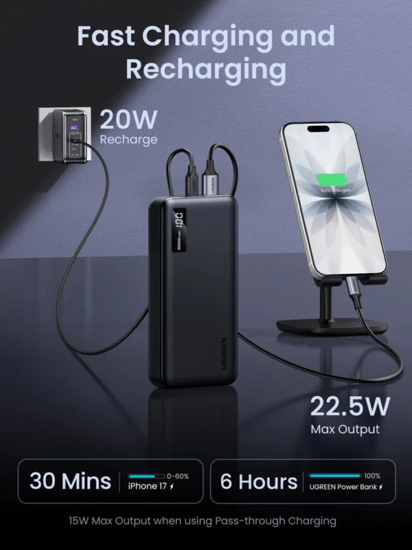 UGREEN 20000mAh 20W Two-way Fast Charging Power Bank PB312 25683