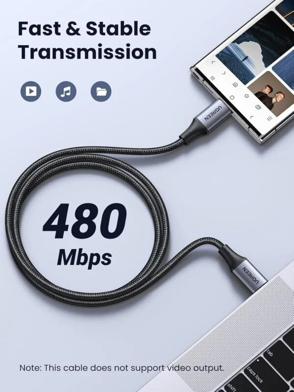 UGREEN US535 15311 240W USB-C to USB-C, 480MBs, PD Fast Charging Cable 5A Max Space Gray 1m