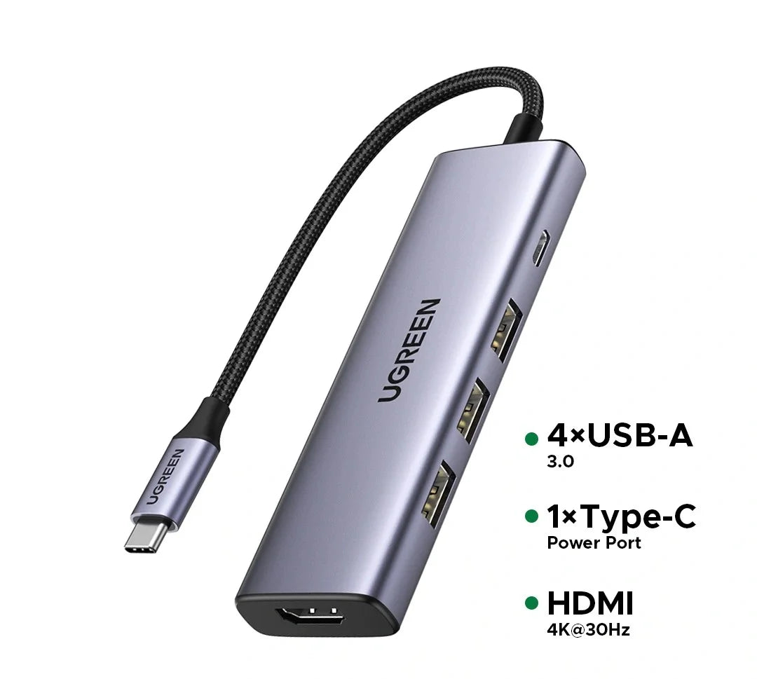 UGREEN 15596 Revodok 5 in 1 USB C Hub 3xUSB-A 3.0 + HDMI 4K@30Hz + 100W PD
