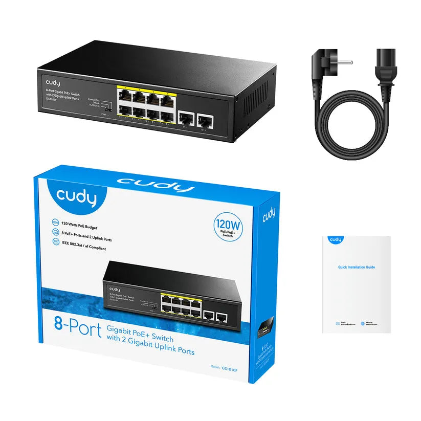CUDY 8-PORT GIGABIT PoE(120watts) + Switch
