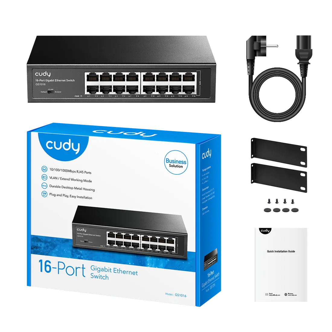 CUDY 16-PORT Gigabit Ethernet (10/100/1000)metal switch