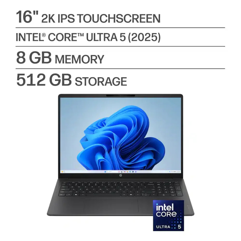 HP OmniBook 3 Laptop 16-bu0305dx Intel Core Ultra 5 225U 8GB RAM 512GB SSD 16-Inch WUXGA IPS Touchscreen Windows 11 Home