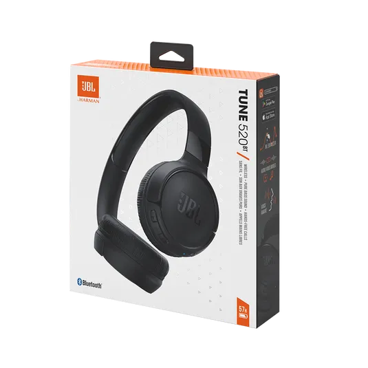 JBL Tune 520 Bluetooth headphones- Black