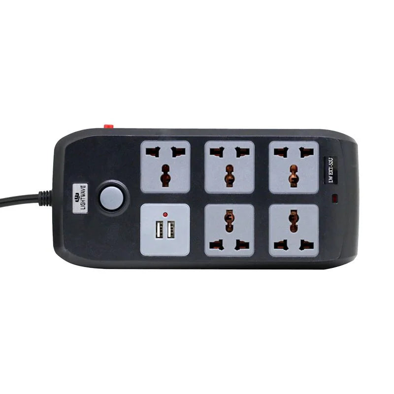Lightwave EXT 52U Power Extension 5 Ports AC with 2 USB Ports Universal Socket Outlets – 3m