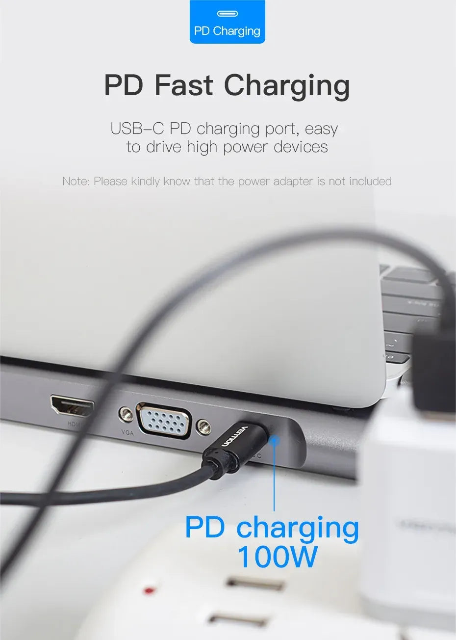 Vention USB-C MULTI-FUNCTIONAL 12 in 1 DOCKING STATION - Type-C to DP/HDMI/VGA/USB-C Gen 1/USB 3.0x2/USB 2.0/RJ45/SD/TF/TRRS 3.5mm/PD