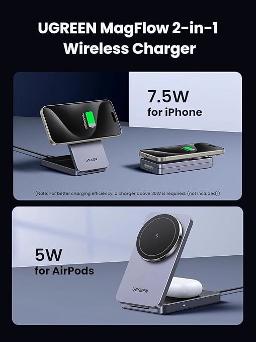 UGREEN 2-in-1 Magnetic (Phone and Air Pods) Wireless Charger W528 45056