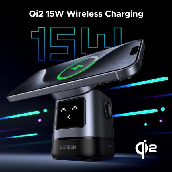 UGREEN 2-in-1 UNO Series Qi2 Magnetic Wireless Charger W709 45775