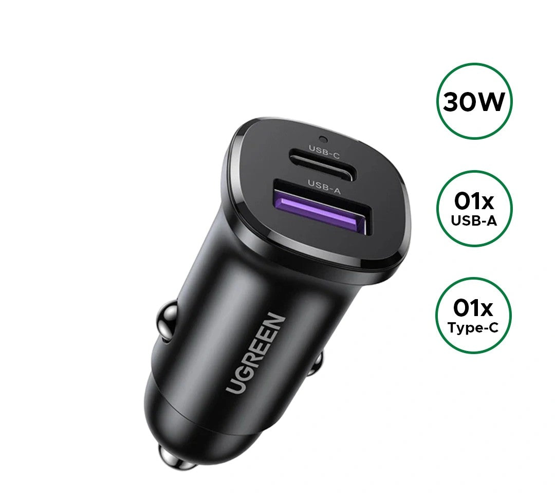 UGREEN 30W Type-C + USB Dual Port Car Charger EC305 25845