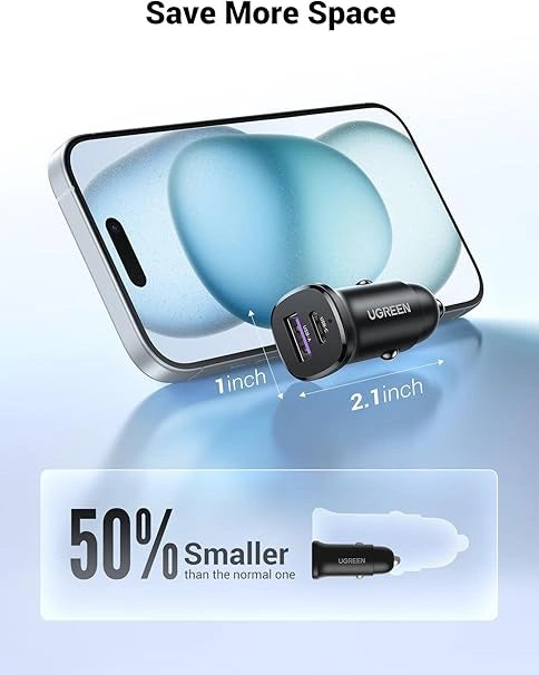 UGREEN 30W Type-C + USB Dual Port Car Charger EC305 25845