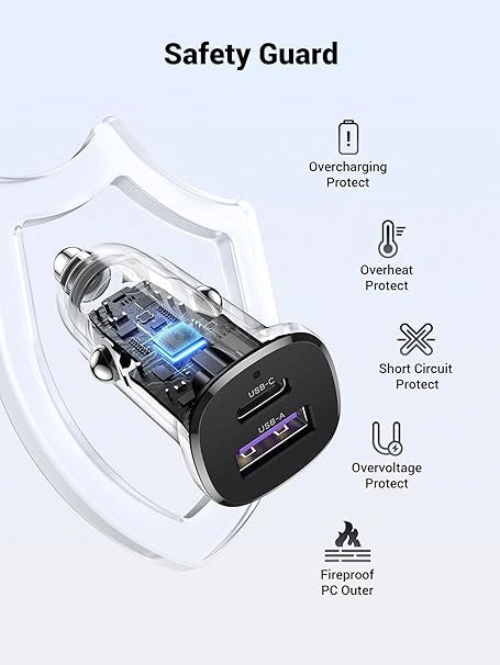 UGREEN 30W Type-C + USB Dual Port Car Charger EC305 25845