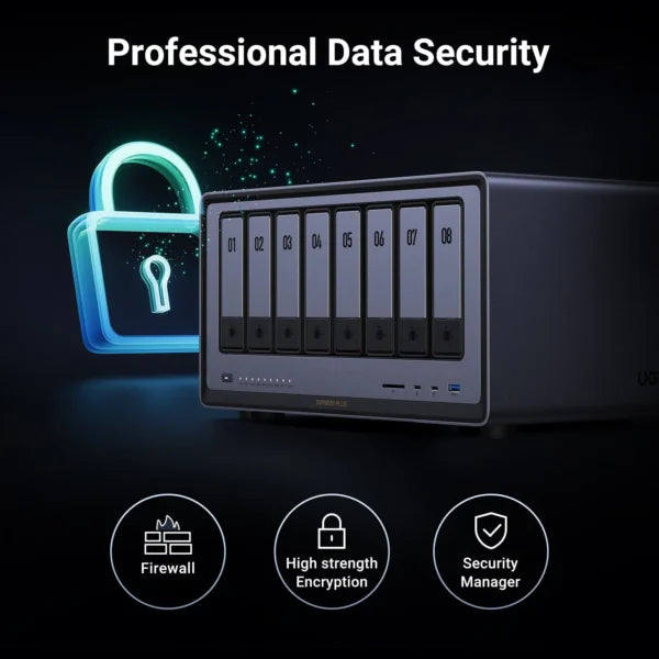 UGREEN CM755 35127B NAS DXP8800 Plus 8-Bay, Intel i5 1235u 10-Core CPU (Diskless) | 8GB DDR5 RAM, Bulit-in 128G SSD for System, 2x10GbE, 2x M.2 NVMe Slots, 8K HDMI, 2x TBT4, Network Attached Storage (Diskless)