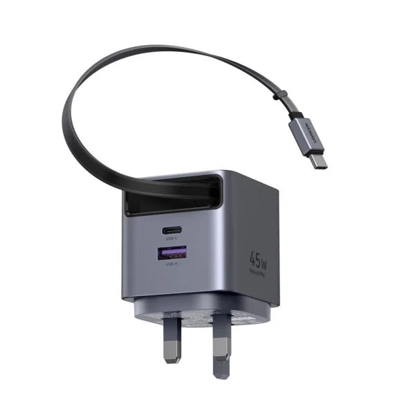 UGREEN 45W Nexode Pro GaN (USB-A*1 + Type-C*1) Fast Charger with Retractable Cable – X614 65823