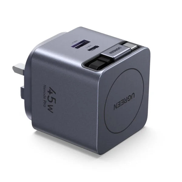UGREEN 45W Nexode Pro GaN (USB-A*1 + Type-C*1) Fast Charger with Retractable Cable – X614 65823