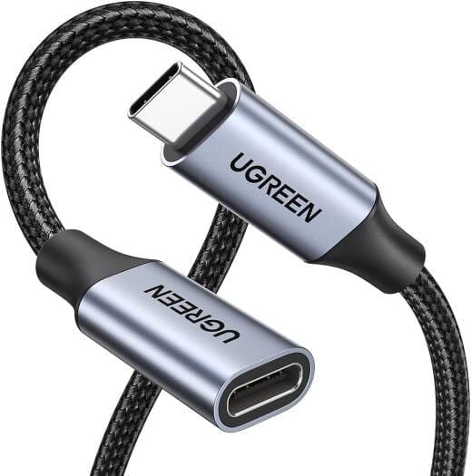 UGREEN US372 30205USB C Male To Female Cord 0.45M, Braided Type-C Extension Cable 10Gbps Data Transfer