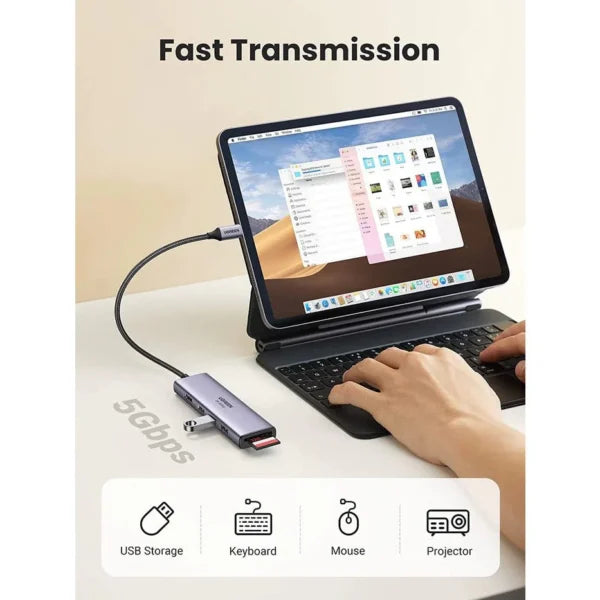 UGREEN CM511 20956A 6 in 1 USB-C Hub With 1x 4K HDMI, 3x USB-A 3.0, SD/TF