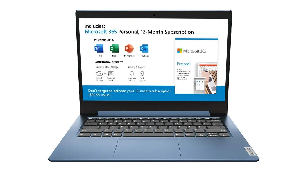 Lenovo IdeaPad 1 14IGL Laptop Intel Celeron N4020 Laptop Intel UHD Graphics 600 8 GB DDR4-2400 Ram 256 GB SSD 14" HD Display Cloud Grey