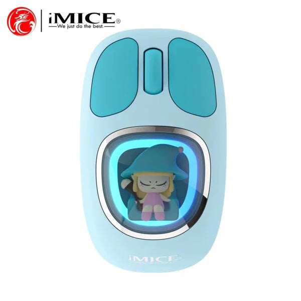IMICE W-540 Cute Doll Creative Bluetooth Dual Mode Charging USB Wireless Mute Luminous Mouse for desktop computers and laptops