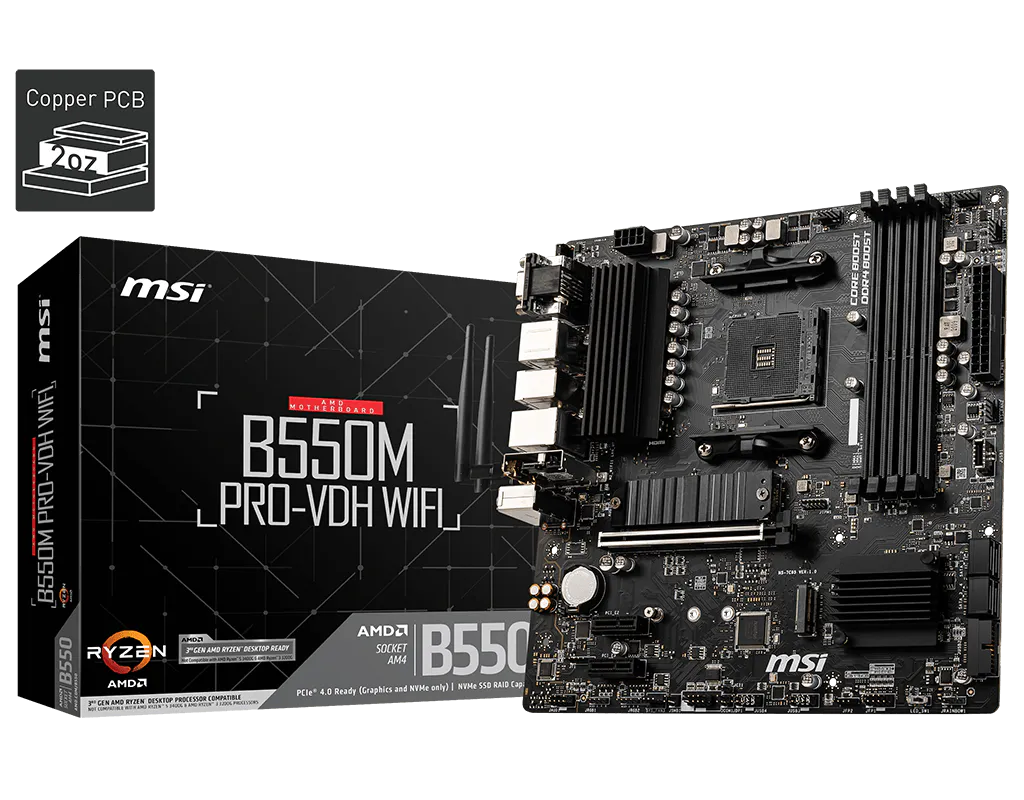 MSI B550M PRO-VDH WIFI Gaming Desktop Motherboard