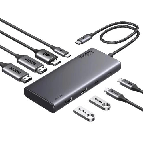 UGREEN CM639 35625 Triple Monitor USB-C Hub 8-Port Docking Station Multi Display Adapter Type-C Dock | USB-C to 2*USB3.0/2*USB-C 3.2 Gen 2/2*HDMI (4K @ 60 Hz)/1*DP(4K @ 60 Hz)/RJ45/SD&TF/100W PD