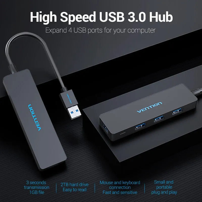 Vention 4-Port USB 3.0 Hub 0.5M Black (VEN CHKBB)
