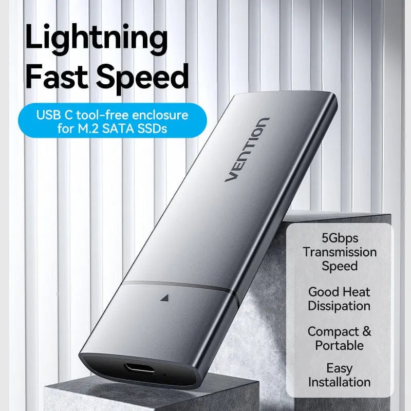 Vention M.2 NGFF SSD Enclosure (USB 3.1 Gen 2-C) Gray Aluminum Alloy Type