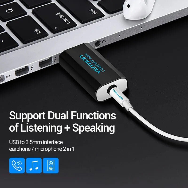 Vention 4 Pole USB External Sound Card Black (VEN VAB-S15-B)